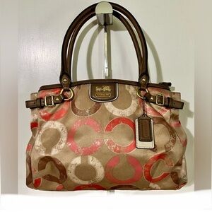 Coach Madison Signature Pink Op Art Carryall Satchel/Handbag